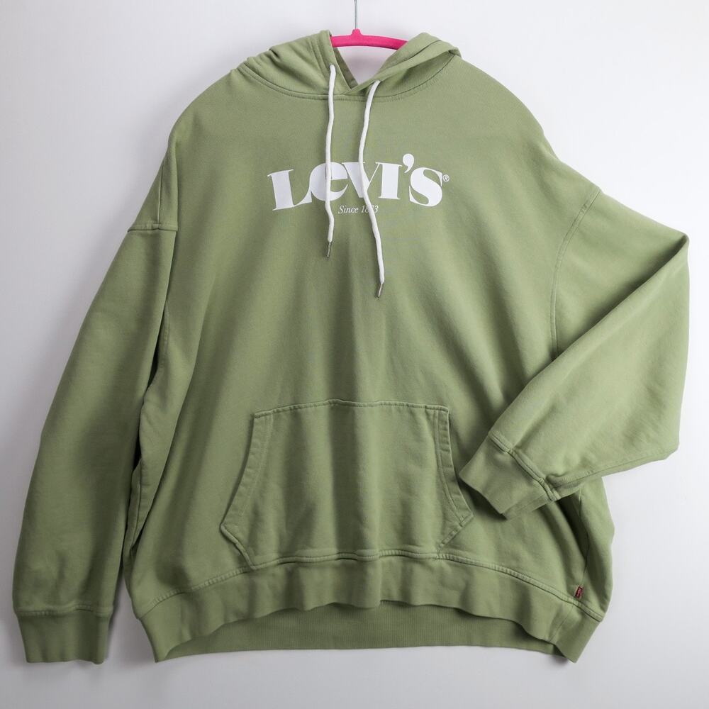 Mens 2XL Relaxed Fit Hoodie Pullover Logo Sweatshirt Levi's Red Tab Sage Green